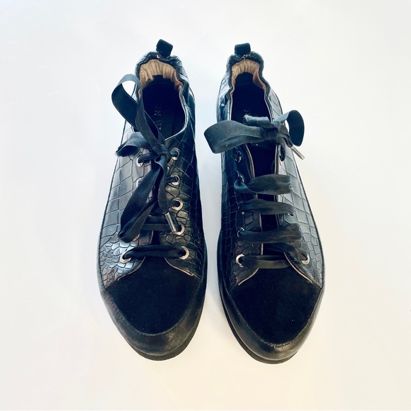 Ron White Black Leather Sneakers with Ultralight Wedge Outsole - EU 37 (US 6.5) - Picture 5 of 12